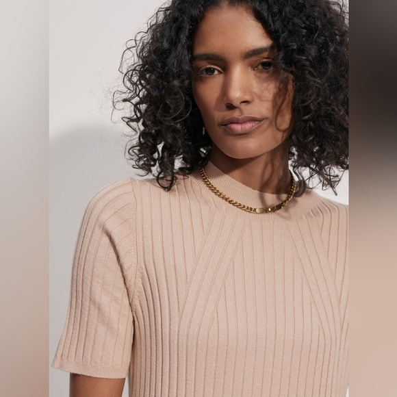 Varley Mauve Rib Knit Midi Dress soft Rib Knit size Small retail $168 sold out - Picture 2 of 7